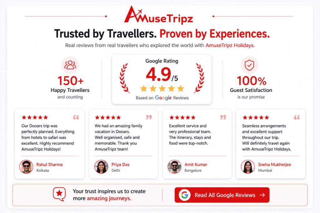 AmuseTripz Holidays Google Reviews – Trusted by Happy Travellers with 4.9 Rating and Verified Customer Testimonials